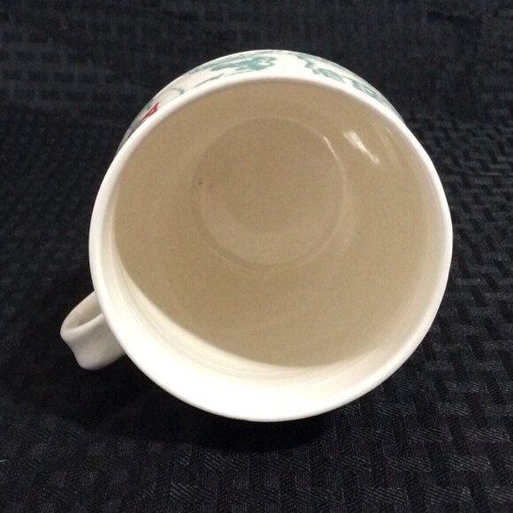 Anthropologie Coffee Mug Monogram Lower Case s Curved Sage Coral Floral Garden - Picture 5 of 6